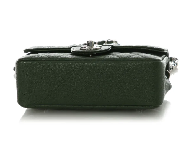 Chanel Mini Dark Green Quilted Caviar Classic in Green Caviar leather from Ann's Fabulous Finds, photo 4 of 5