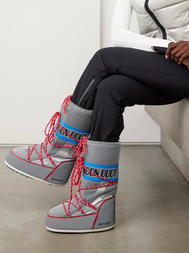 MOON BOOT Icon Space Racing metallic mesh and PVC ankle boots in Metallic, photo 2 of 2 from NET-A-PORTER (Canada)
