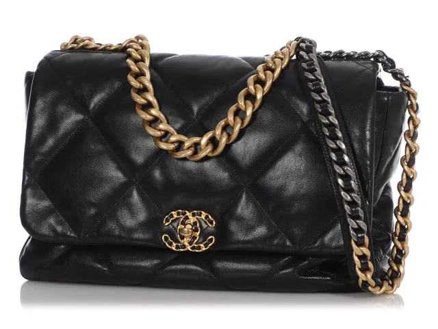 Chanel Maxi Black Quilted Goatskin 19 Flap in Black Goatskin from Ann's Fabulous Finds, photo 3 of 10