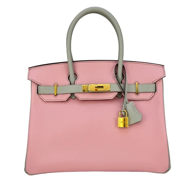 Hermès Rose Sakura and Gris Perle Chèvre Mysore HSS Birkin 30 Gold Hardware, 2016 from Sotheby's