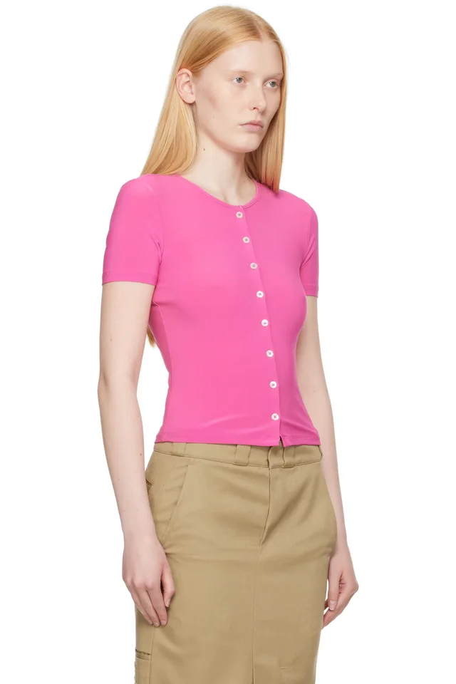 Sandy Liang Pink Ella Cardigan, photo 2 of 2 from SSENSE