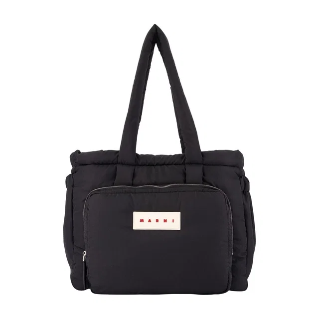 Marni Puffy Quilted Tote Bag — Black Synthetic in Black Nylon from HEWI