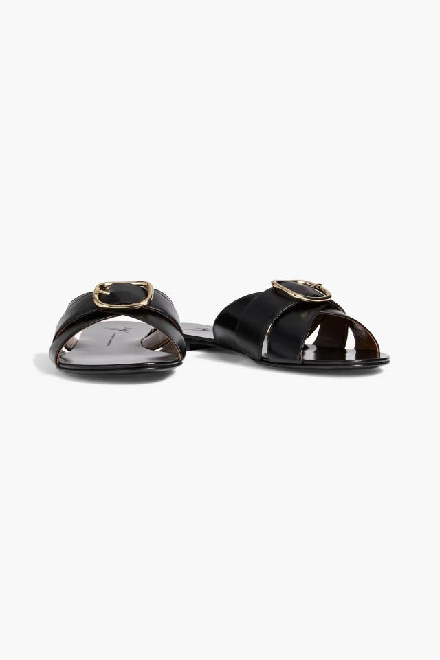 Giuseppe Zanotti Geraldhine Buckled Leather Slides, photo 2 of 4 from THE OUTNET