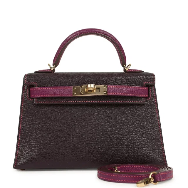 Hermès Special Order (HSS) Kelly Sellier 20 Raisin, Anemone Chevre Mysore Permabrass Hardware in Goatskin from Madison Avenue Couture