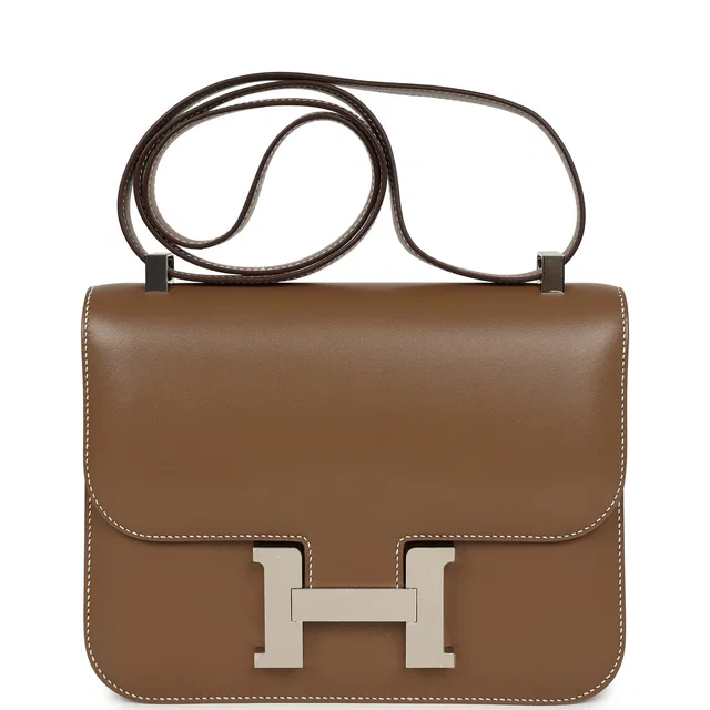 Hermès Constance 24 Etoupe Tadelakt Palladium Hardware in Taupe Lambskin from Madison Avenue Couture