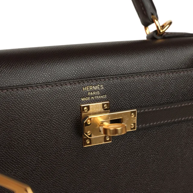 Hermès Kelly Sellier 25 Bai Brun Madame Gold Hardware in Goatskin from Madison Avenue Couture, photo 7 of 9