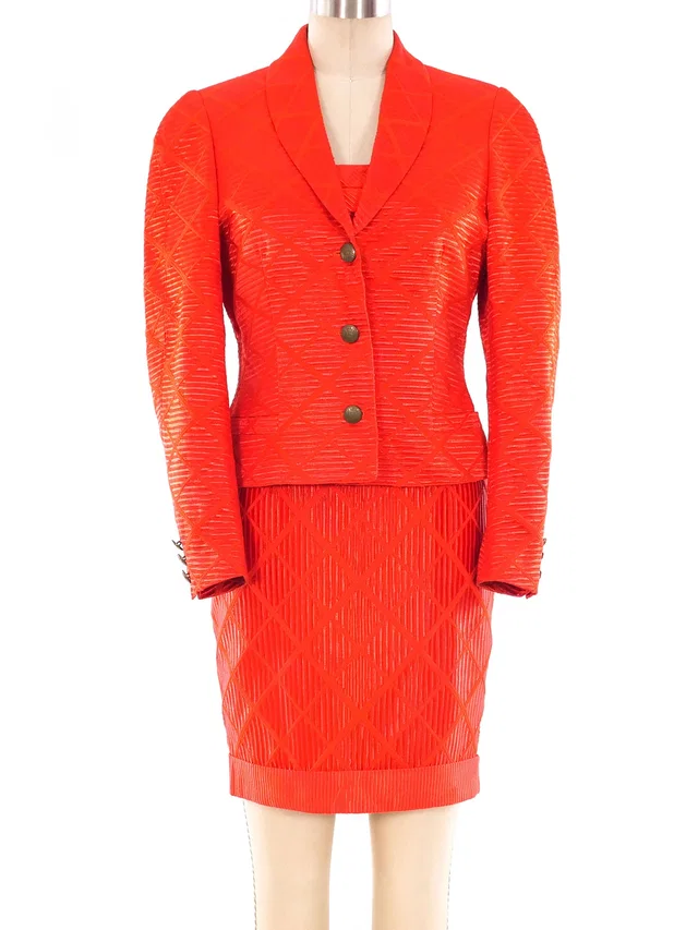Versus by Versace Ribbed Satin Dress Ensemble in Satin from Arcade Vintage