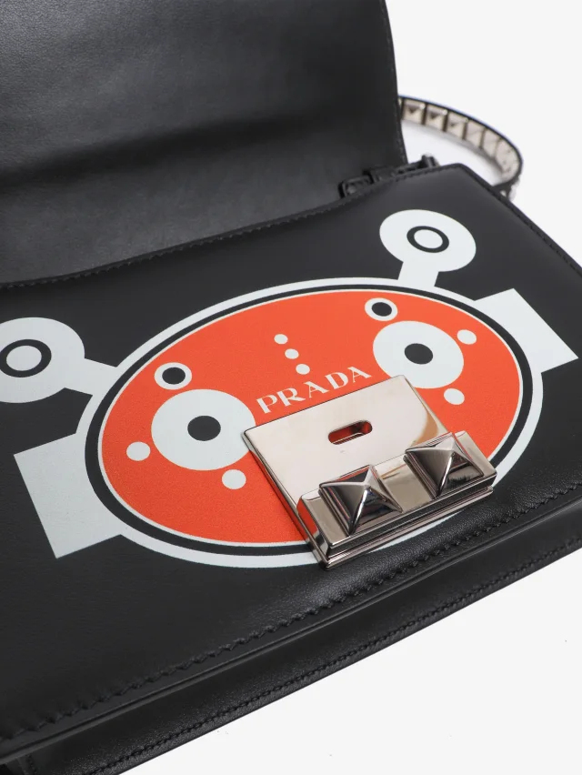 Prada Black and orange small Elektra robot shoulder bag in Black Leather from Sign of the Times, photo 6 of 14