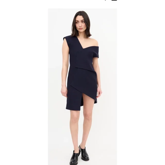 Jacquemus Le Nez Rouge Asymmetrical Dress Navy Blue Fr 36 in blue Wool from Poshmark