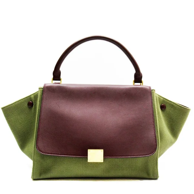 Celine Trapeze Shoulder Bag Canvas Leather Khaki Green Burgundy in green Canvas from Poshmark, photo 1 of 1