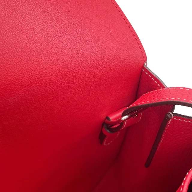 Hermès Halzan Rouge Casaque Taurillon Clemence Size 31 in Red Clemence leather from GALLERY RARE, photo 10 of 16