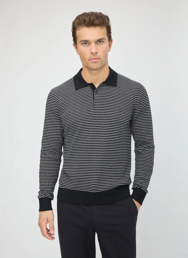 Kit and Ace Cotton Cashmere Polo Sweater in Black Cotton Cashmere from Kit and Ace, photo 1 of 1