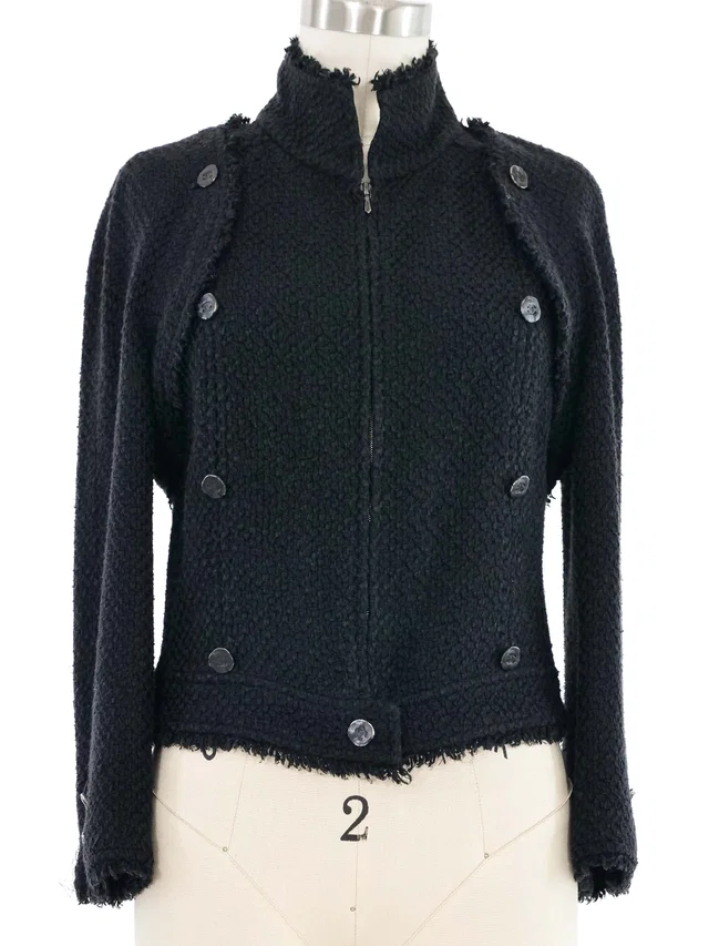 2006 Chanel Convertible Black Tweed Jacket in Black Tweed from Arcade Vintage