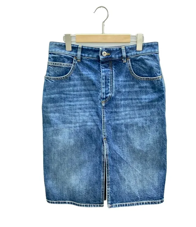 Bottega Veneta Denim Skirt 40 in Denim from The Reluxe