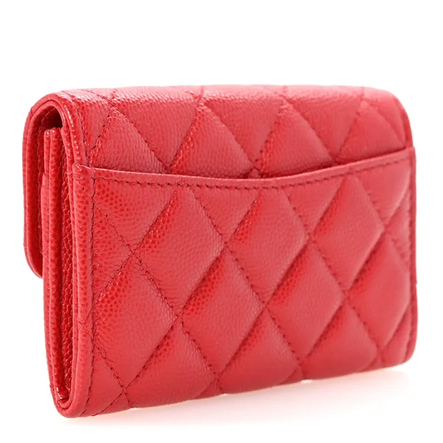Chanel Caviar Quilted Flap Card Holder Wallet Red in Red Caviar leather from FASHIONPHILE, photo 3 of 9
