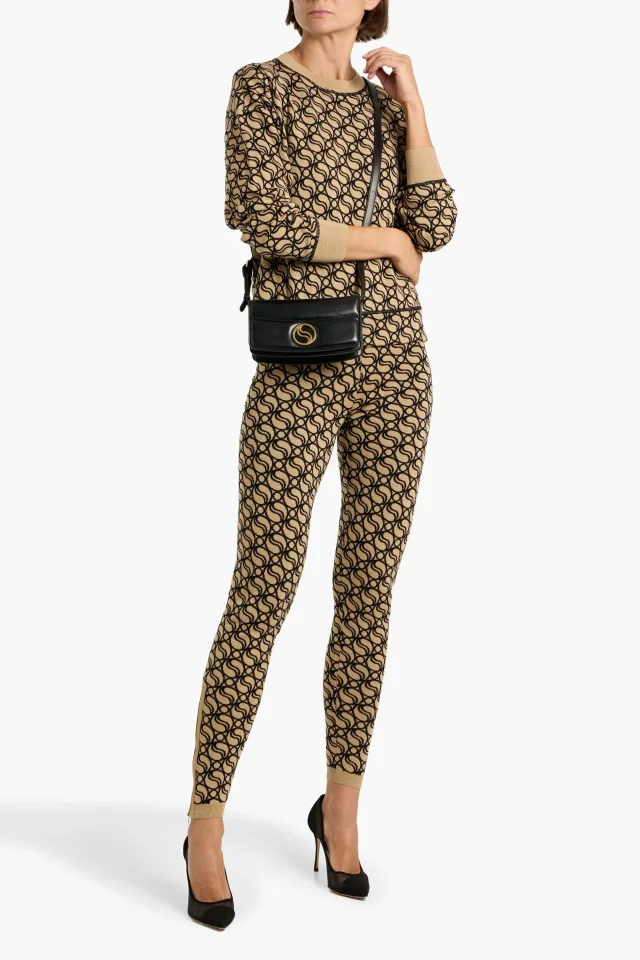 Stella McCartney Jacquard-Knit Virgin Wool Leggings in Sand, photo 2 of 4 from THE OUTNET