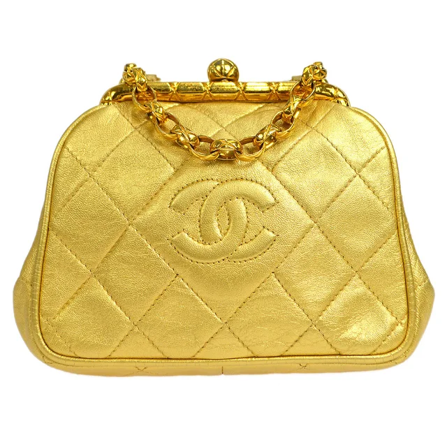 Chanel 1989-1991 Diamond Kissklock Shoulder Bag in Lambskin from AMORE Vintage Tokyo
