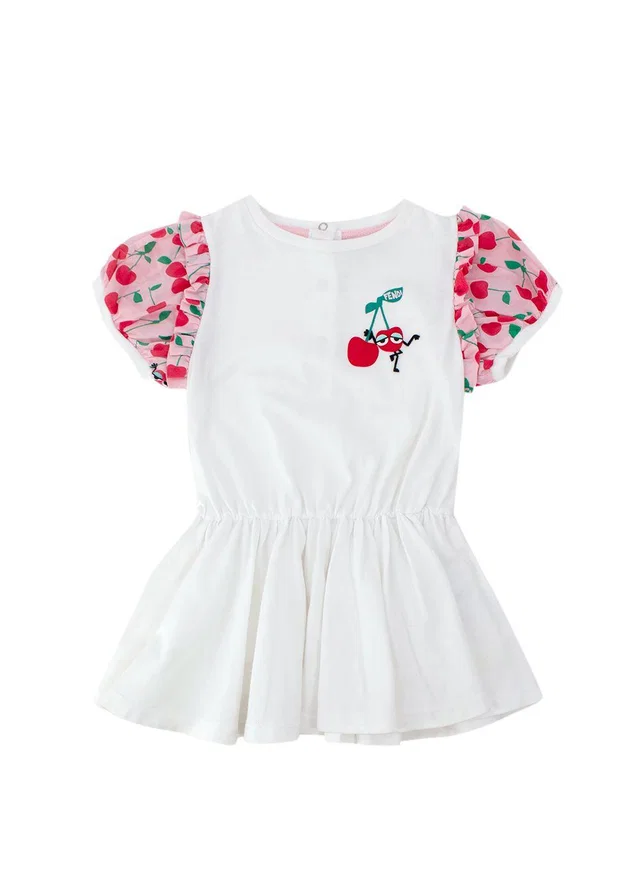 Fendi White and Pink Cherry Print Dress (12 Months) in White from HEWI