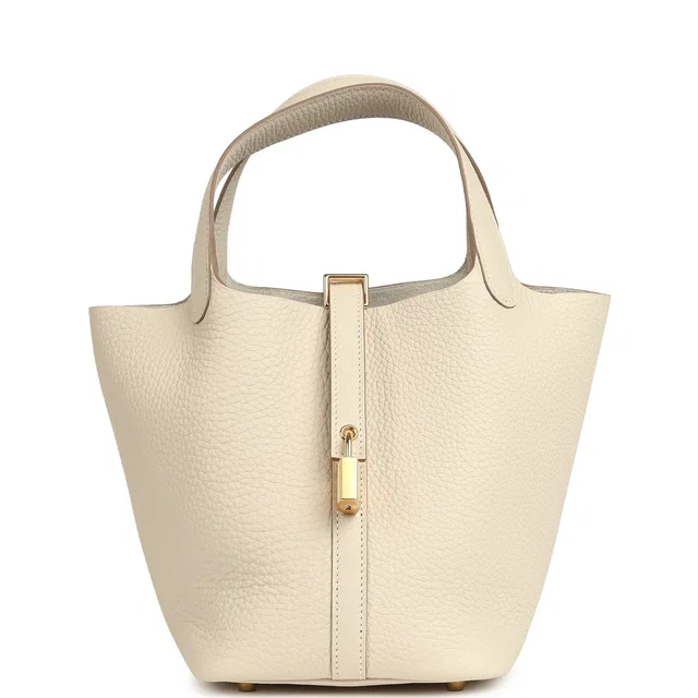 Hermès Picotin Lock 18 Craie Clemence Gold Hardware in White Clemence leather from Madison Avenue Couture