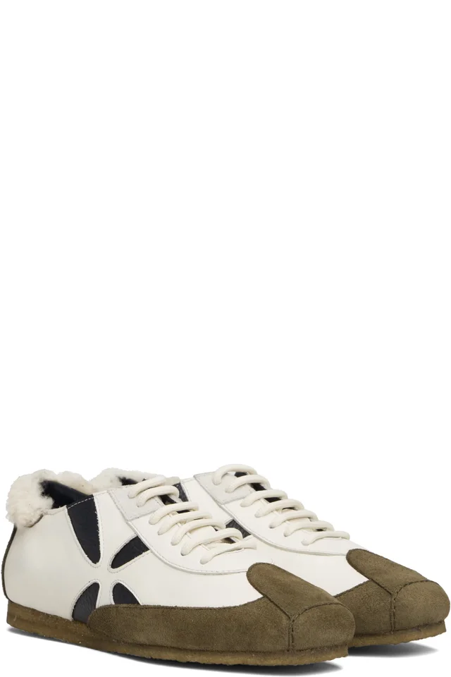 Stefan Cooke Off-White & Khaki Slashed Trainer Sneakers, photo 4 of 5 from SSENSE