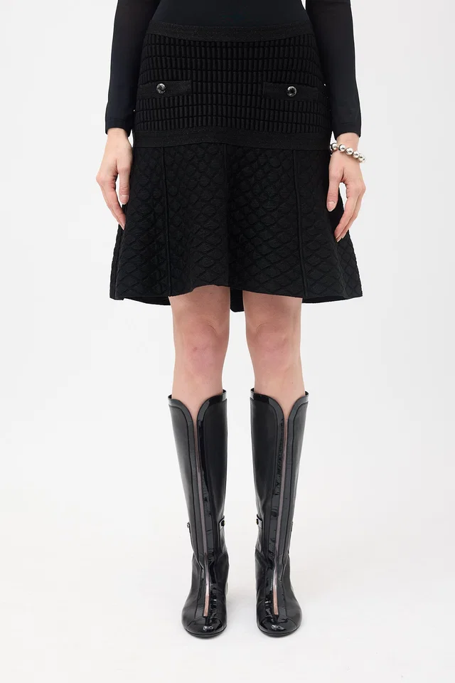 Chanel FW 2013 Quilted Skirt in Wool from VSP Consignment