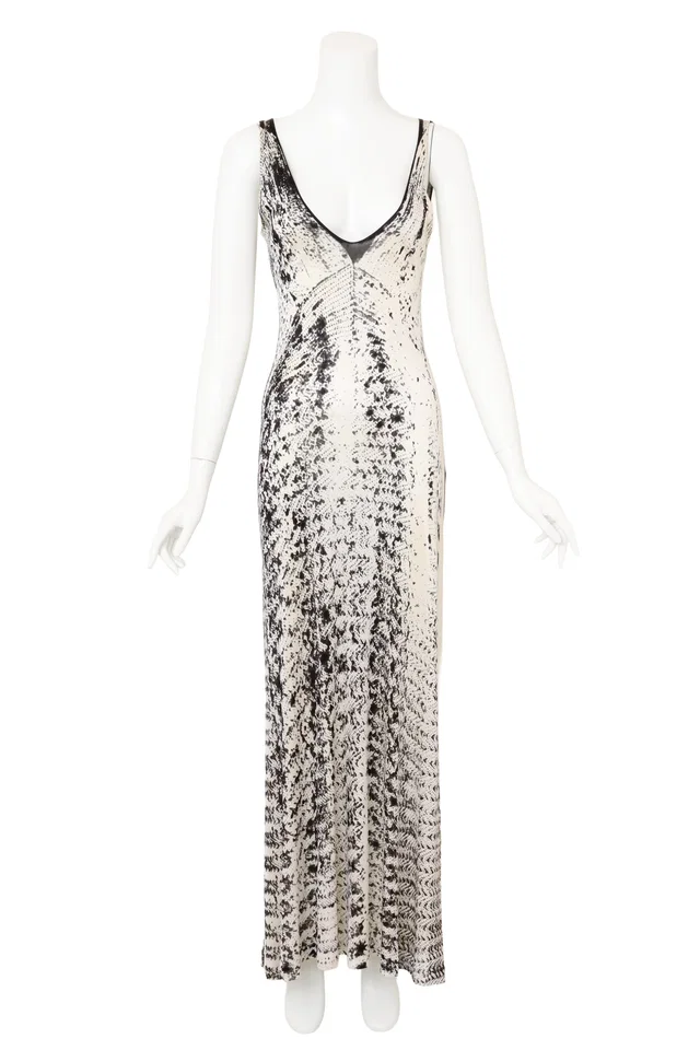 Maison Margiela 1999 S/ Abstract Reptile Dress in Silk from Recess LA