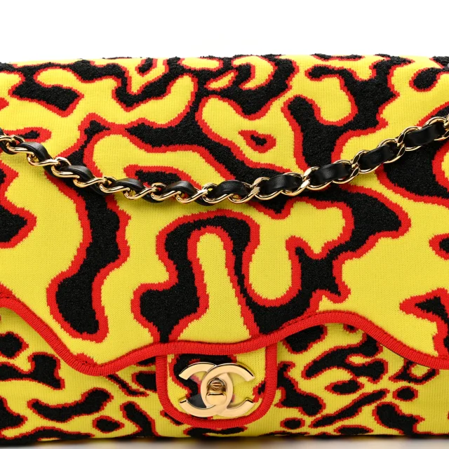 Chanel Fibers Magma Maxi Flap Yellow Black Red in Black Tweed from FASHIONPHILE, photo 7 of 11
