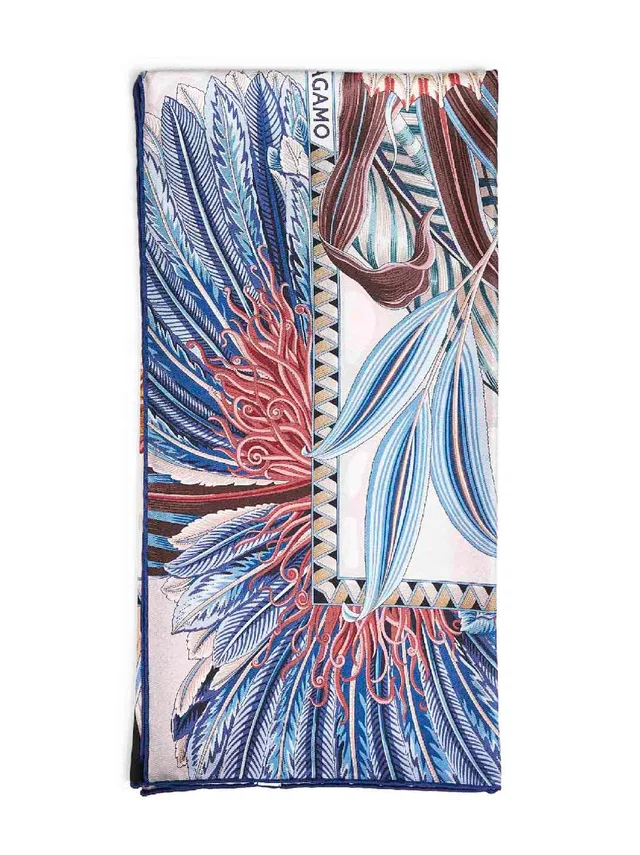 Ferragamo Silk Jacquard Floral & Butterfly Scarf — Multicolor Scarfs in Multicolor Silk from HEWI