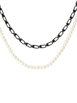 EÉRA Chain & pearl double Reine necklace in 0% Pearl, 0% Sterling Silver, photo 2 of 5 from LUISAVIAROMA