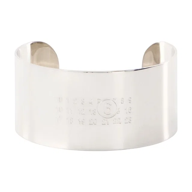 Maison Margiela Embossed Metal Cuff Bracelet — Silver Bracelets in Silver from HEWI