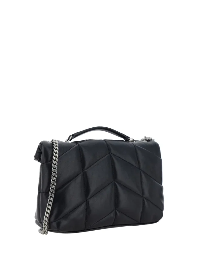 Saint Laurent Quilted Chevron Lambskin Shoulder Bag — Black in Black Lambskin from HEWI