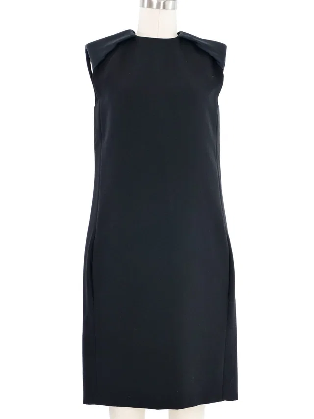 Celine Shoulder Pad Shift Dress in Wool from Arcade Vintage