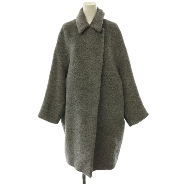 Max Mara Studio Alpaca Wool Shaggy Coat Long Gray 40 in Grey Wool from The Reluxe