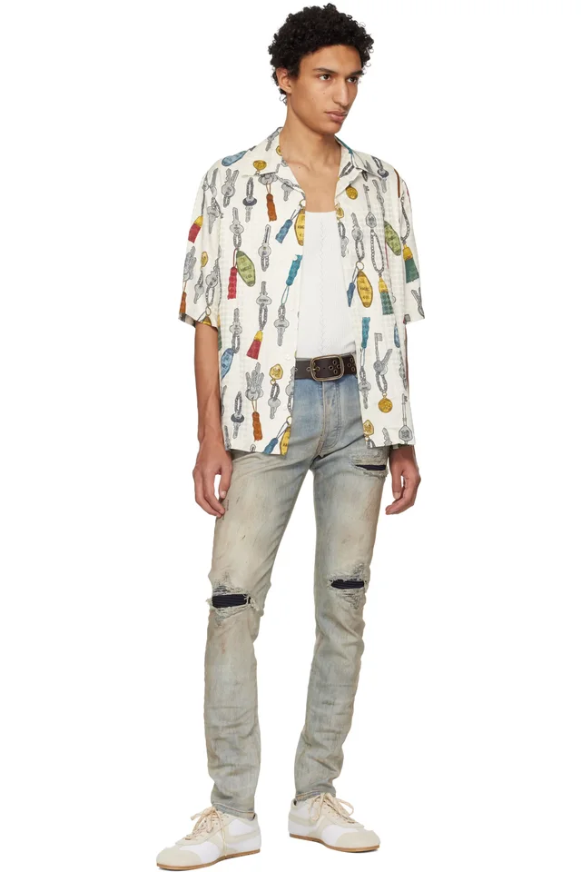 AMIRI Off-White Keys Camp Shirt, photo 4 of 4 from SSENSE