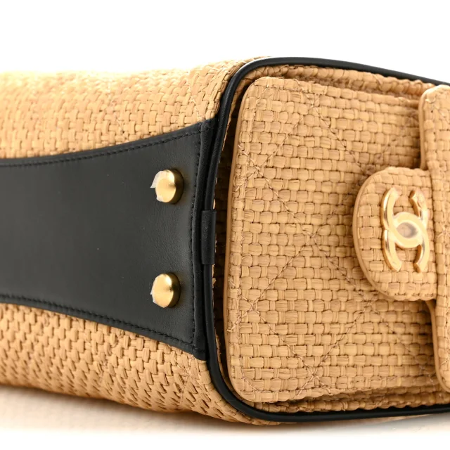 Braided Raffia Calfskin Quilted Mini Chanel 25 Handbag Beige Black in Black Calfskin from FASHIONPHILE, photo 10 of 10