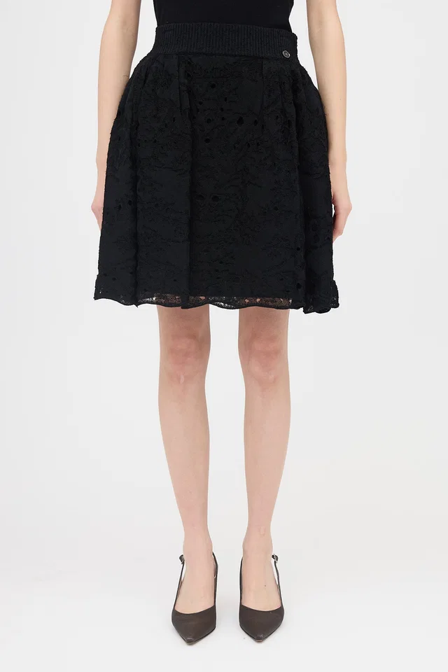Chanel Knit Distressed Layered Skirt from VSP Consignment