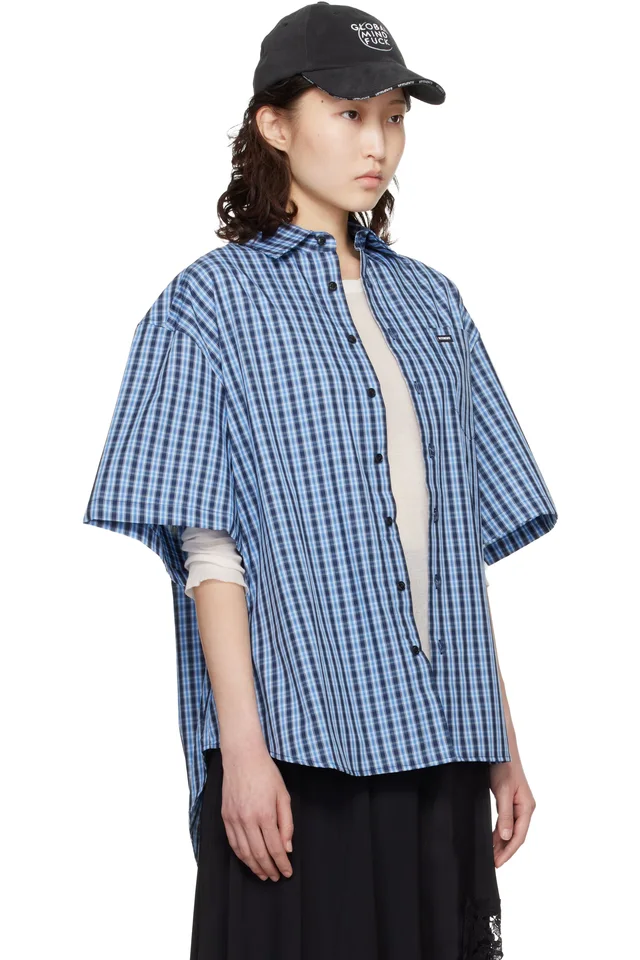 VETEMENTS Blue Short Sleeve Shirt, photo 2 of 3 from SSENSE
