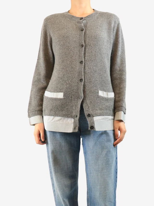 Marni Grey shirt cardigan - size UK 8 in Grey Cashmere from Sign of the Times