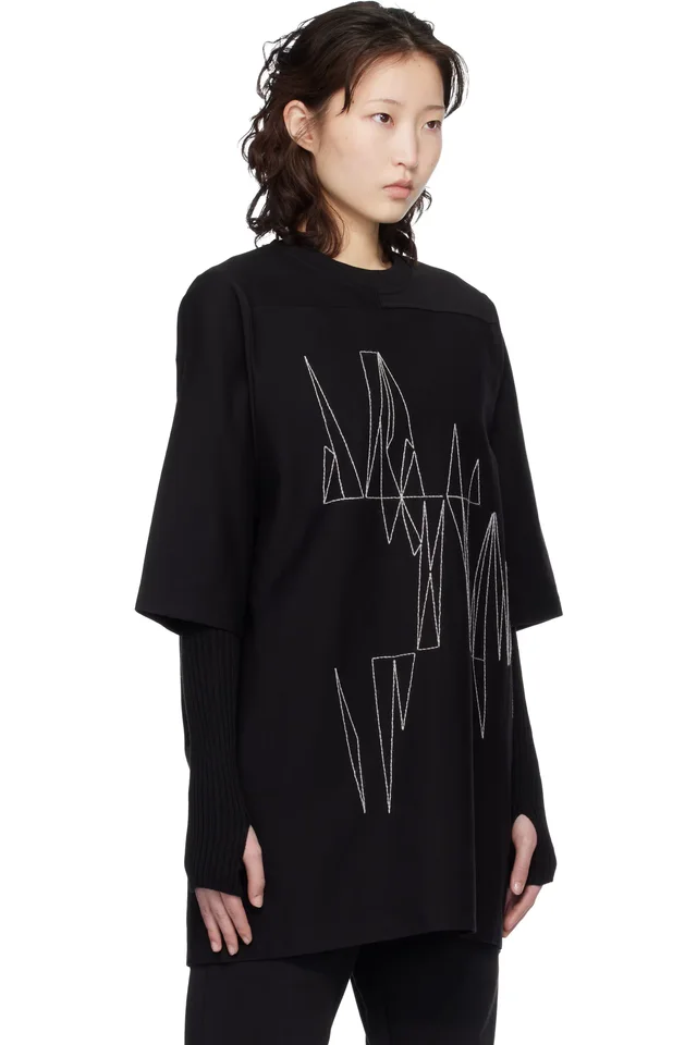 Moncler + Rick Owens Black Jumbo SS T-shirt, photo 2 of 5 from SSENSE