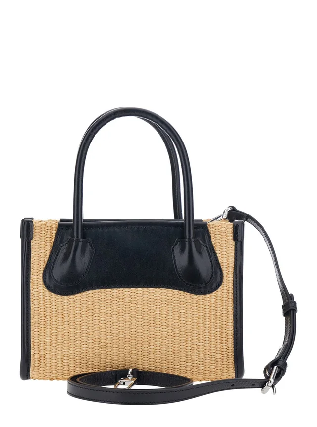 VIVIENNE WESTWOOD 'Troy' Beige Small Handbag with Logo Orb Embossed on the Front and Raffia Effect in Cotton Blend for Women in Beige 58% Cotton 42% Polyamide, photo 8 of 10 from Gaudenzi Boutique