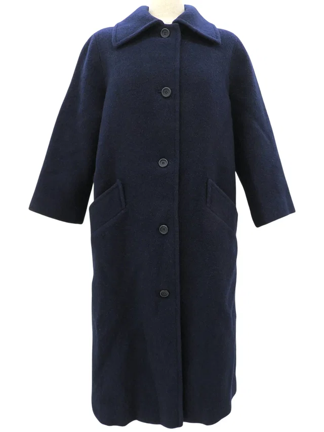 Dior Wool Long Coat #7 Navy in Navy Wool from VINTAGE QOO TOKYO