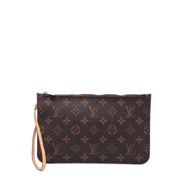 Brown Louis Vuitton Monogram Neverfull MM Pouch in Brown Coated canvas from Designer Revival