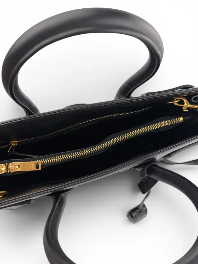 Saint Laurent Small Black Leather & Patent Sac de Jour in Black Patent leather from Season 2 Consign, photo 10 of 10