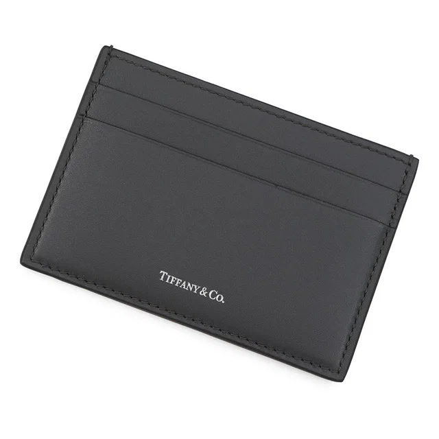 Tiffany & Co. Logo Card Case Gray Leather in Grey Leather from GALLERY RARE