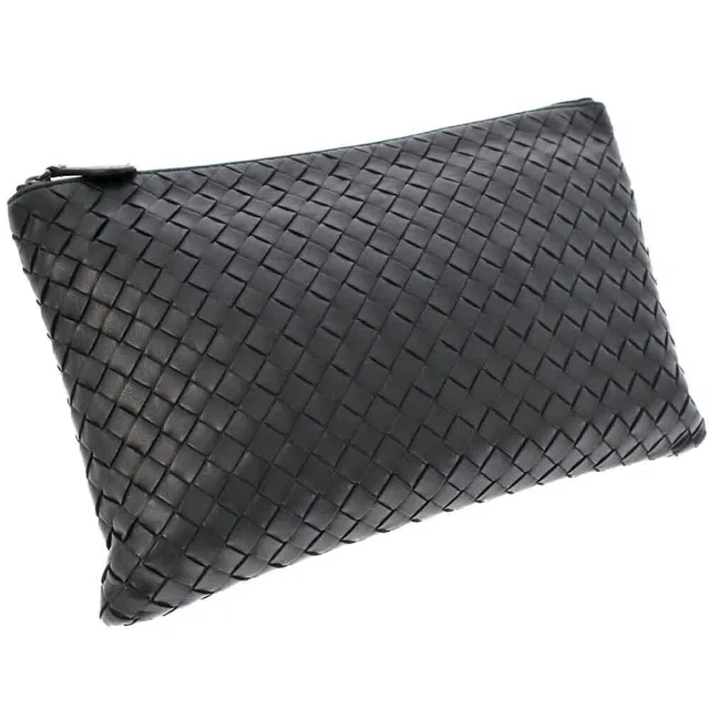 Bottega Veneta Document Case Clutch Bag Black Flat Smart Handbag Intrecciato in black Woven leather from Poshmark
