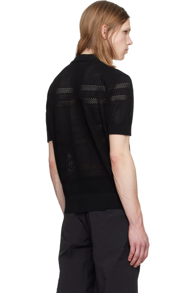Dries Van Noten Black Mesh Polo, photo 3 of 4 from SSENSE