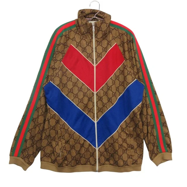 Gucci GG Print Trackjacket Outer Zip Brown SS Jacket in Brown from The Reluxe