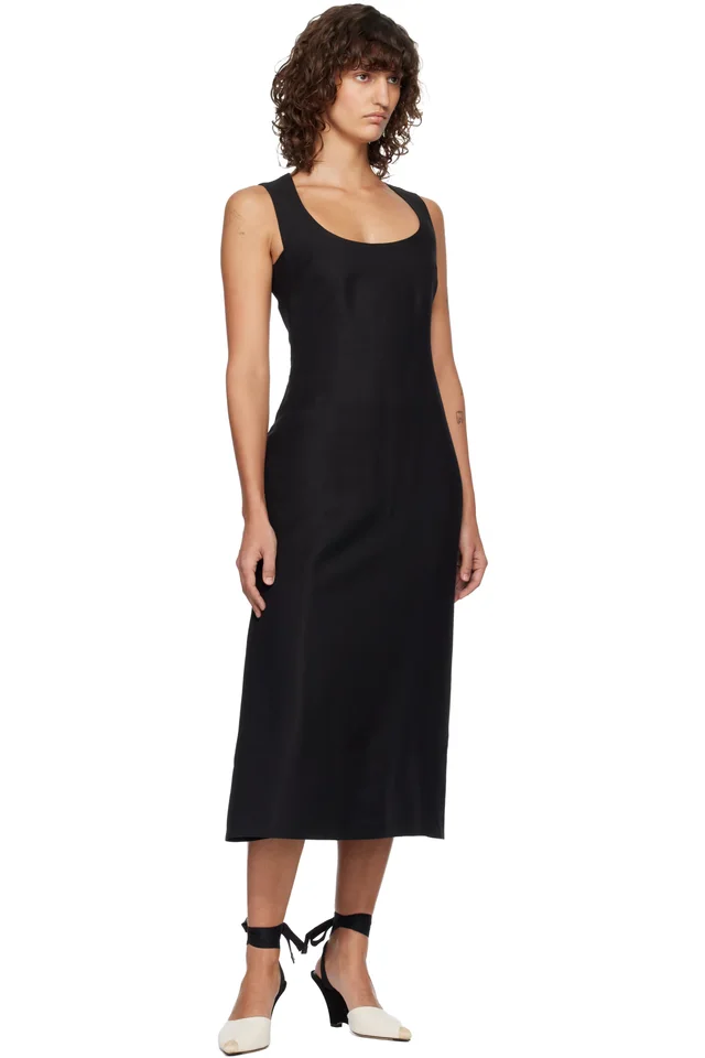 JACQUEMUS Black 'The Tablier' Midi Dress, photo 4 of 4 from SSENSE