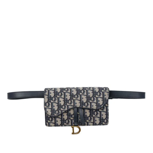 Blue Dior Oblique Canvas Saddle Belt Bag in Blue Canvas from Designer Revival