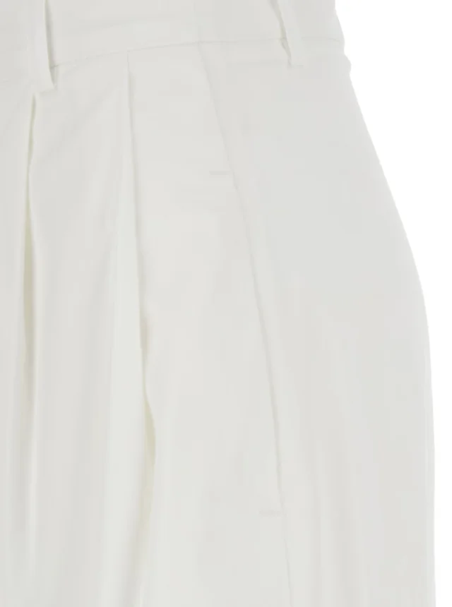 LEPLAIN White Pants with Two Side Pockets in Cotton for Women in White, photo 5 of 6 from Gaudenzi Boutique